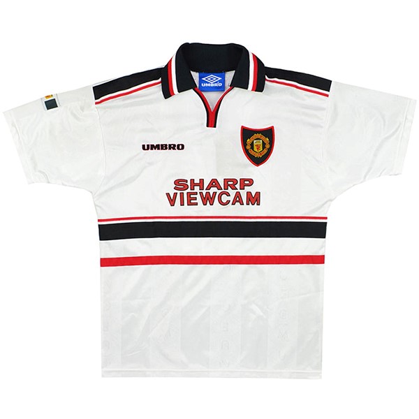 Thailande Maillot Football Manchester United Exterieur Retro 1998 1999 Blanc